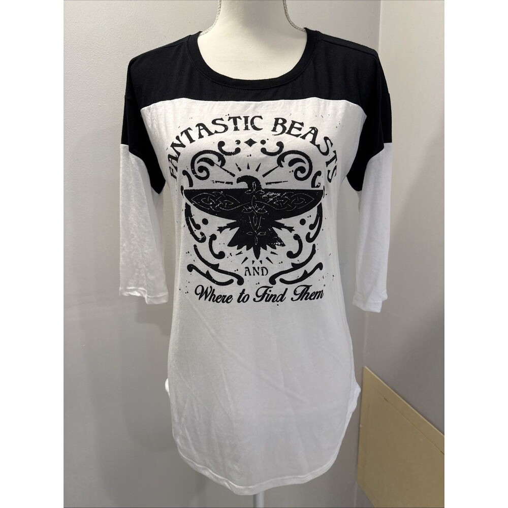 Fantastic Beasts and Where to Find Them 3/4 Sleeve Shirt Size Large Black White